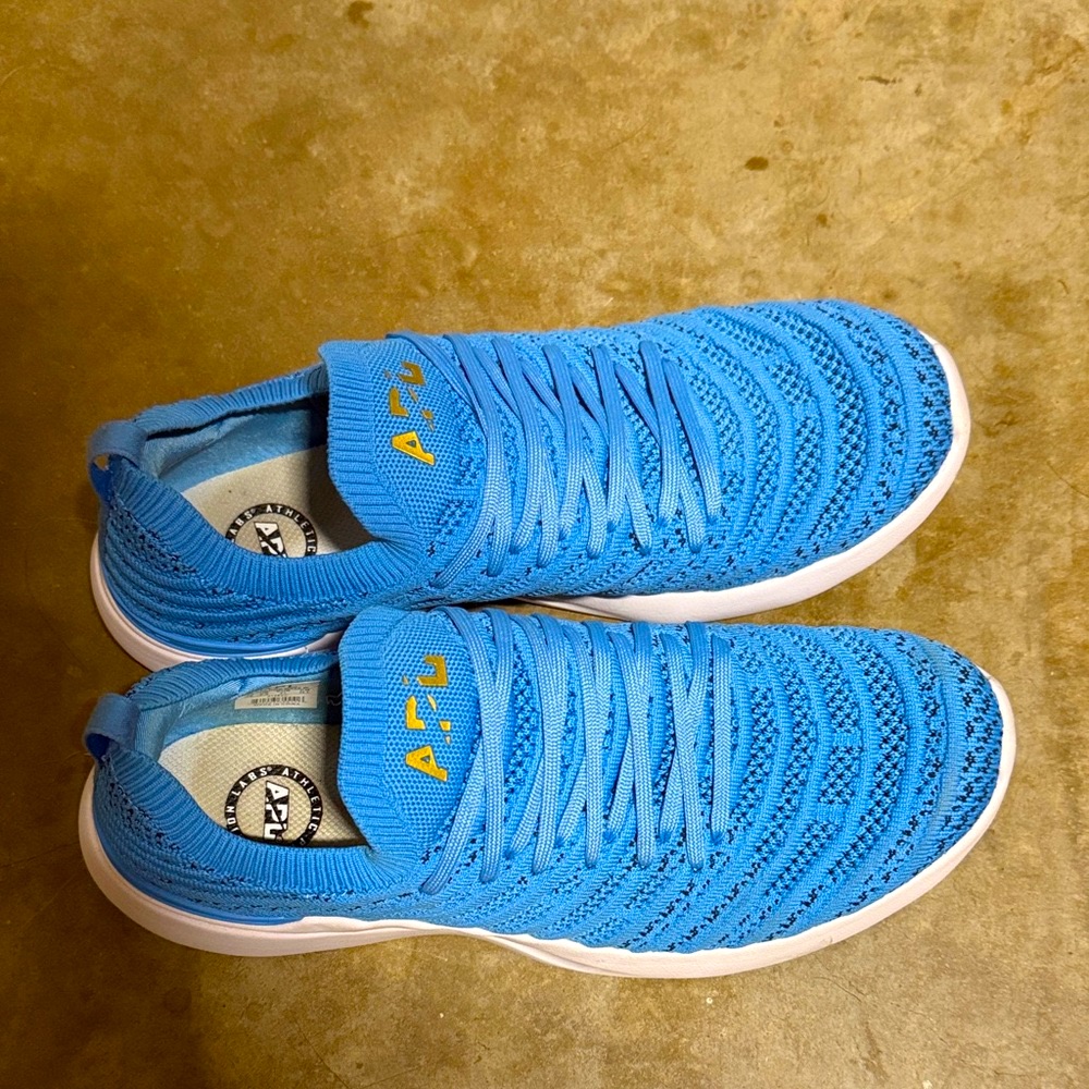 Apl Blue Knit Sneakers With White Soles